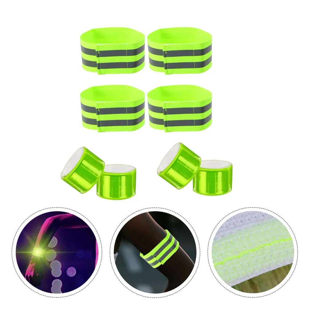 

8 Pcs Reflective Bands High Visibility Running Gear for Wrist Arm Ankle (Green)