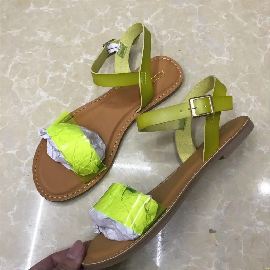 

Dropshipping Women Summer Beach Party Dress Shoes Fulgurant Sandals Thin Belt Roman Flat Women Flip Flops Casual Slippers
