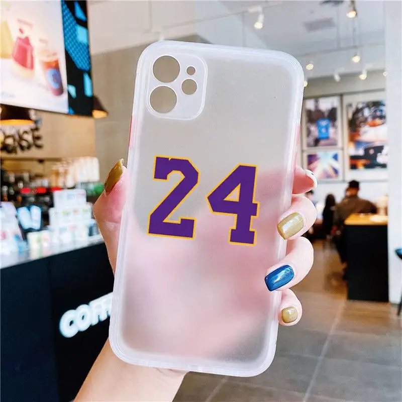 

Basketball Player Number 8 24 Phone Case White Transparent Matte For IPhone 7 8 11 12 S Mini Pro X XS XR MAX Plus Cover Shell
