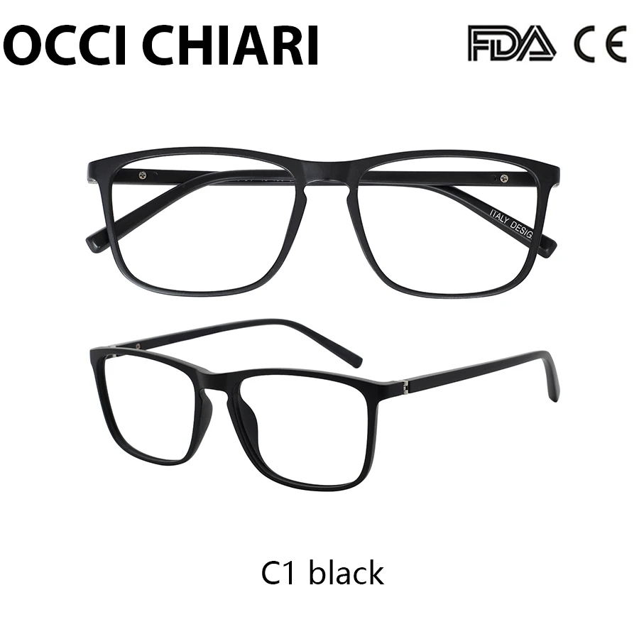 C1 black OCCI CHIAR мужские очки для чтения с защитой от синего света компьютерные Nerd очки при дальнозоркости ацетатная оправа для очков 1,0 1,5 2,0 2,5 3,0 - Цвет оправы: C1 black