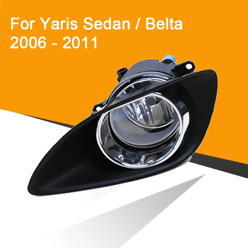 

1Pair Fog Lamp Assembly with Fog Light Chrome Cover and Wire Switch Button for Toyota Yaris Sedan/Belta 2006-2011 Vios 2007-2011