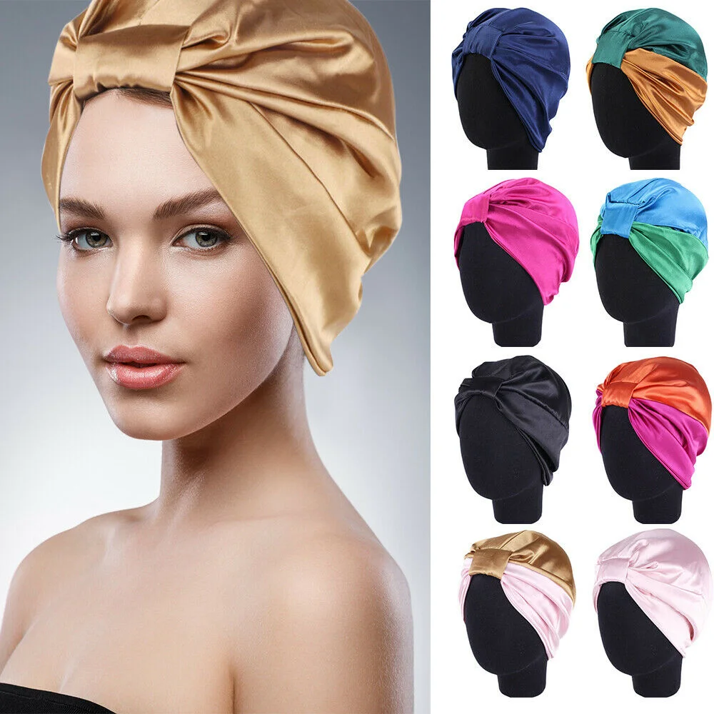 

Comfortable Elastic Loss Silk Hair Wide Pure Bonnet Head Women Soft Hat New Elastic Tinted Headband Hat Hair Care Sleeping