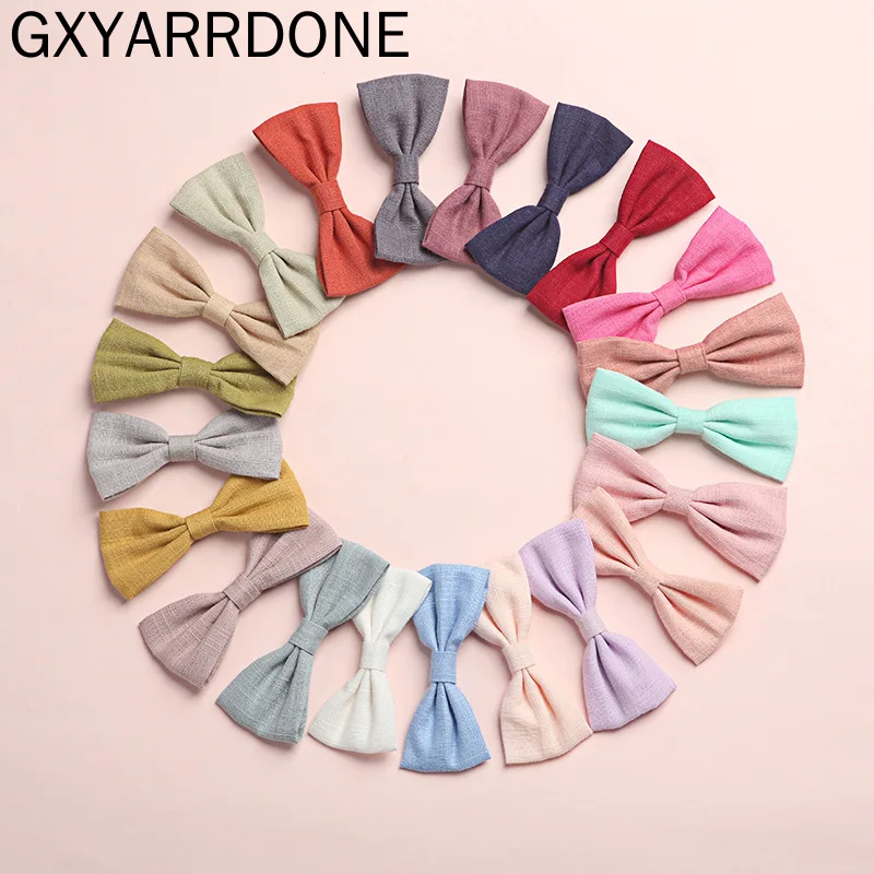 

2pcs/1pair New 3.2" Cotton Fabric Bow Headband Hair Clips Girls Solid Hair Bow Headdress Kids Bowknot Hairpin Headwear