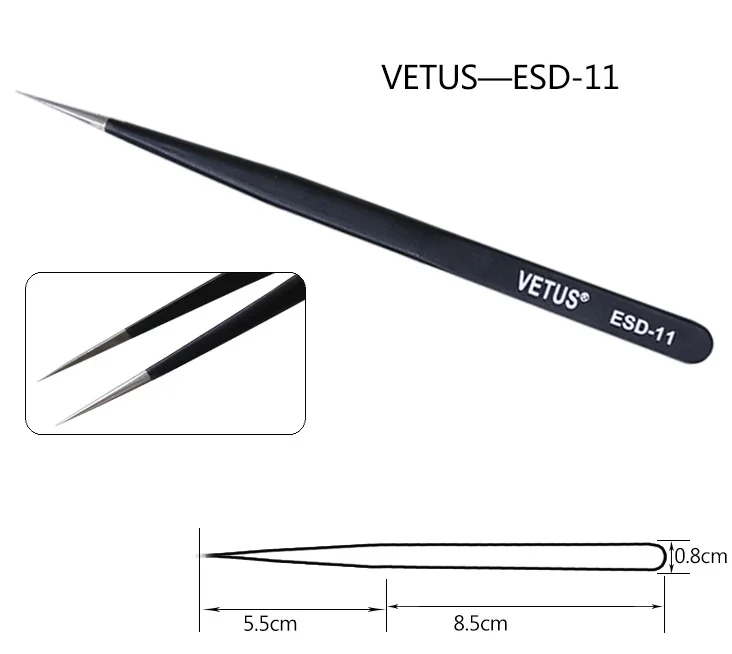 ESD 11 VETUS Пинцет для ресниц и бровей 3D/6D объем накладных ресниц для наращивания сверхтонких ресниц Пинцет для наращивания ресниц инструменты для макияжа глаз - Цвет: ESD 11