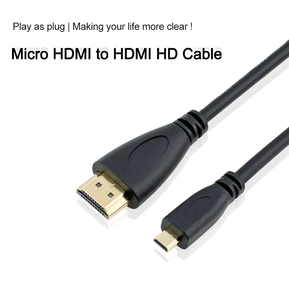 Micro HDMI к HDMI папа-папа адаптер конвертер кабель 1080P Full HD V1.4 Micro HDMI(тип D) к HDMI(тип A) кабель