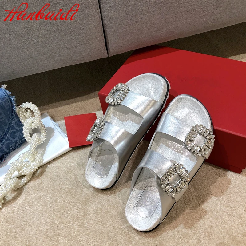 

Leather Beach Slippers Women PVC Clear Flip Flop Designer Crystal Women Summer Sandals Ruwnay Outfit Party Dress Shoes Mules 40