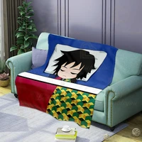 hot anime demon slayer quilted flannel blankets for beds sofa winter warm blankets comfortable soft throw blanket