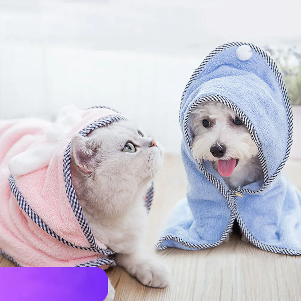 

Washing Home Bathrobe Universal Button Closure Soft Super Absorbent Shower Drying Cleaning Fiber Grooming Pet Bath Towel Dog Cat