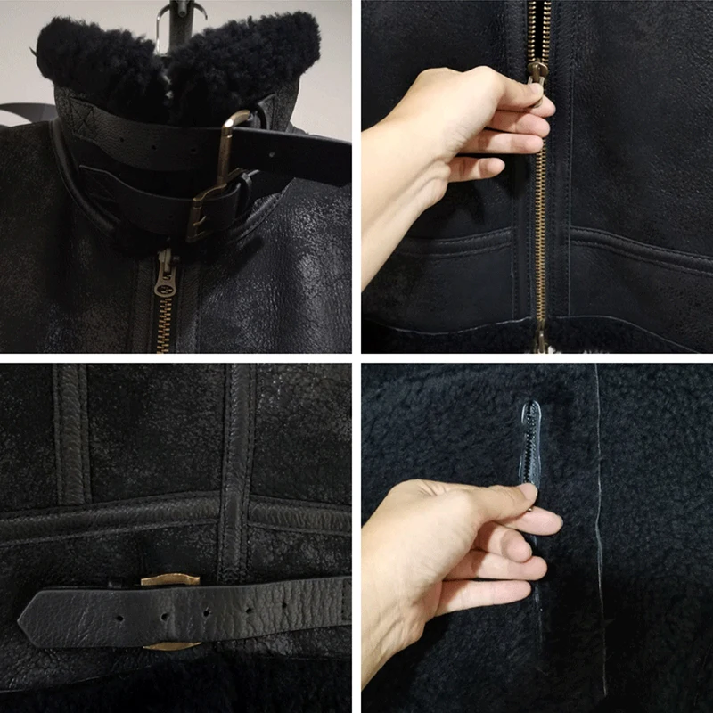 Denny &amp Dora новая мужская дубленка B3 короткая шуба черная кожаная куртка мужские