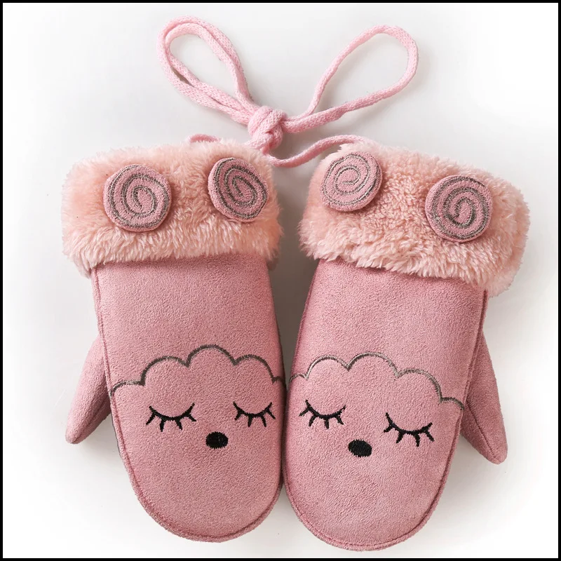 Варежки с подогревом хлопковые флисовые Детские Зимние варежки в виде кошачьей