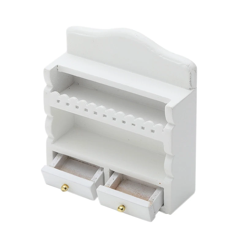 

1:12 миниатюрный деревянный кухонный Настенный мини-стеллаж для кукольного домика с ящиком аксессуары для кукольного домика