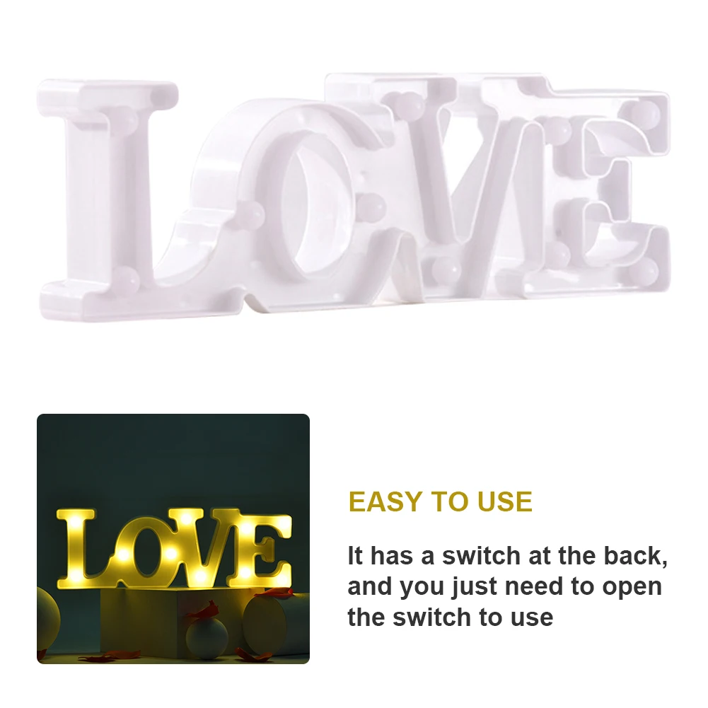 For Wedding Birthday Party DIY Valentines Day Table Bedroom Home Decor Letter Light Indoor Outdoor Anniversary Led Plastic Love | Лампы и