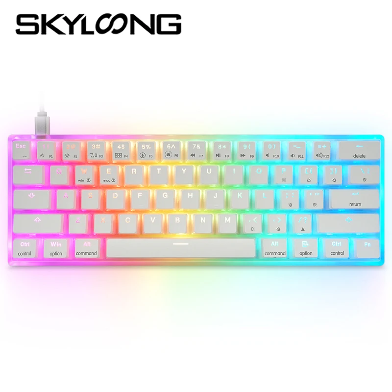 

Прозрачный чехол SKYLOONG, GK61, механические клавиатуры, RGB, горячая замена, мини-игровые клавиатуры, 61 клавиша, USB Type-C Кабельные коммутаторы