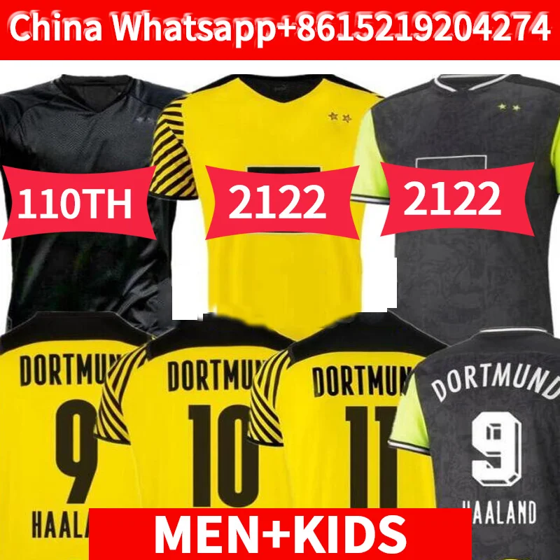 

2021 2022 dortmund soccer jersey Borussia 21 22 football shirt HAALAND 110th REUS NEONGELB BELLINGHAM HUMMELS BRANDT kids kit