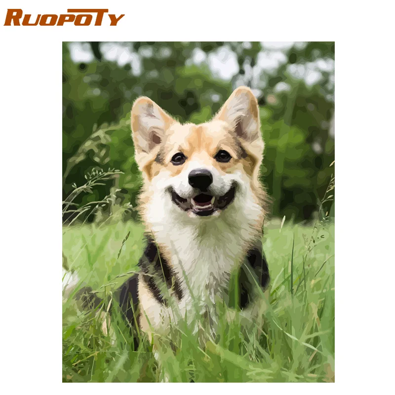 Ruopoty рамка картина животные Diy картина по номерам Комплект Современная Настенная живопись холст по номерам картина с каллиграфией для домашний декор