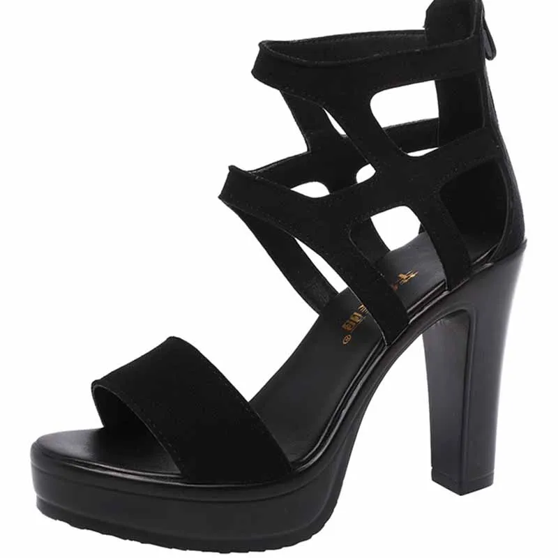 

woman Summer Fashion Platform Solid slip Sexy Sandals Fish Mouth Zipper Ankle strap shoes woman high heel