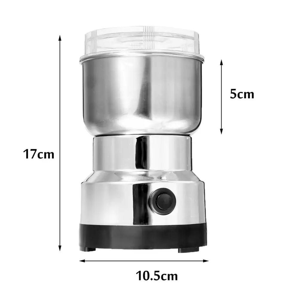 

Electric Coffee Grinder Stainless Steel 10oz Container with Lid Plug-in One-Touch Grinder for Home and Office