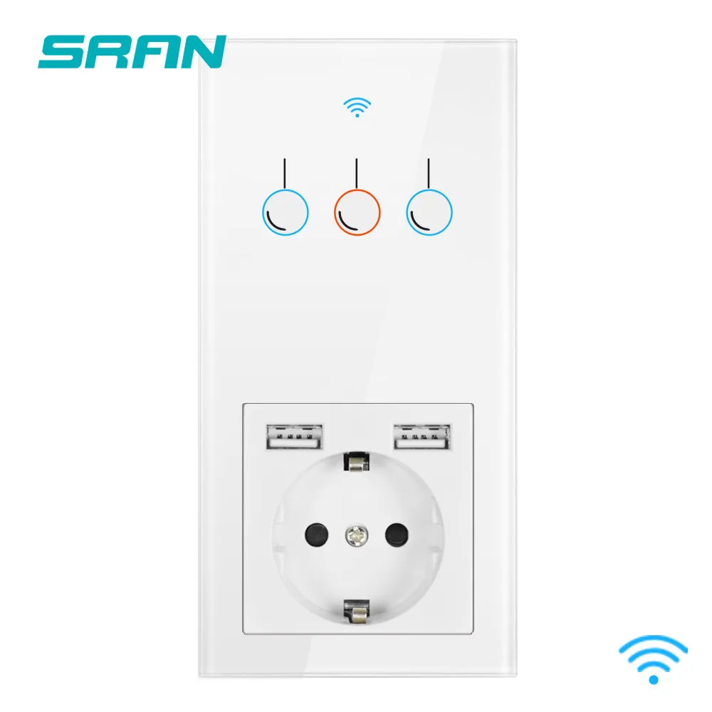 Беспроводной выключатель SRAN розетка с usb вертикальная установка панель из