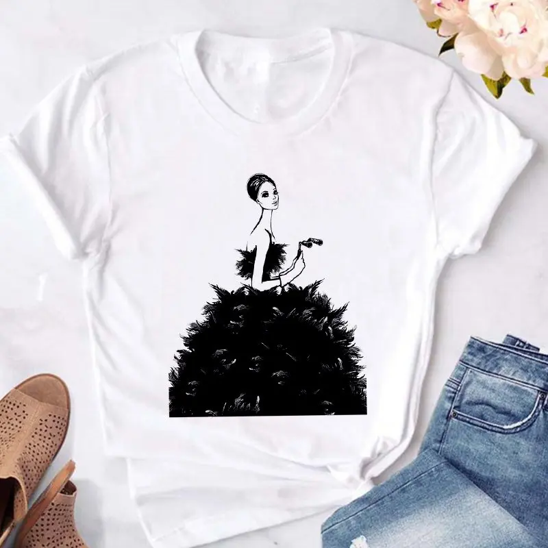 

Women Harajuku Streetwear Short Sleeve O-Neck Tshirt vogue female Tshirt Summer New harajuku pretty lady images Printed T Shirts