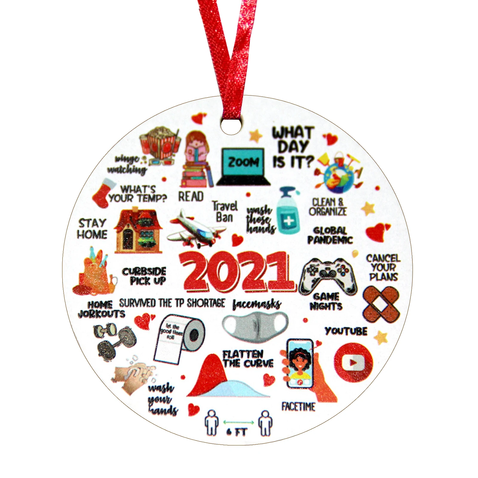 

2021 Christmas Tree Pendant Ornaments Round Single-sided Hanging Golden Rope Loop Decor For Home Christmas Tree Xmas Tree Safety