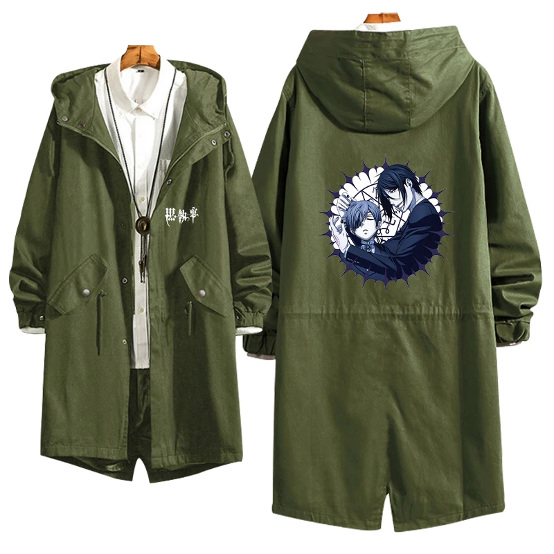 Черный Батлер пары длинное пальто Косплей Толстовка ролевая Себастьян Фонт