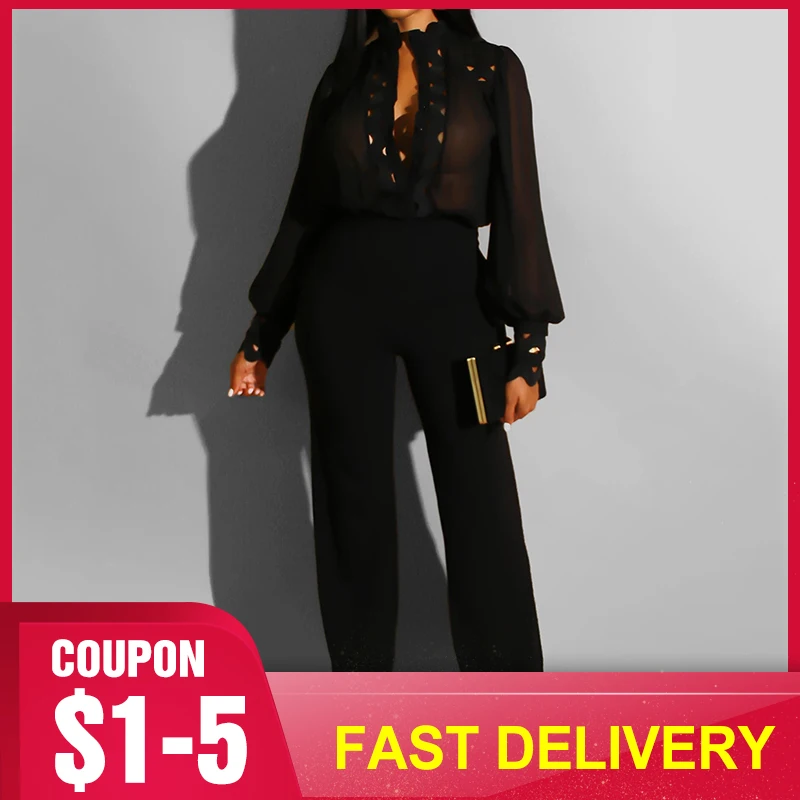 Шифоновый костюм с длинным рукавом белого и черного цвета элегантные женские