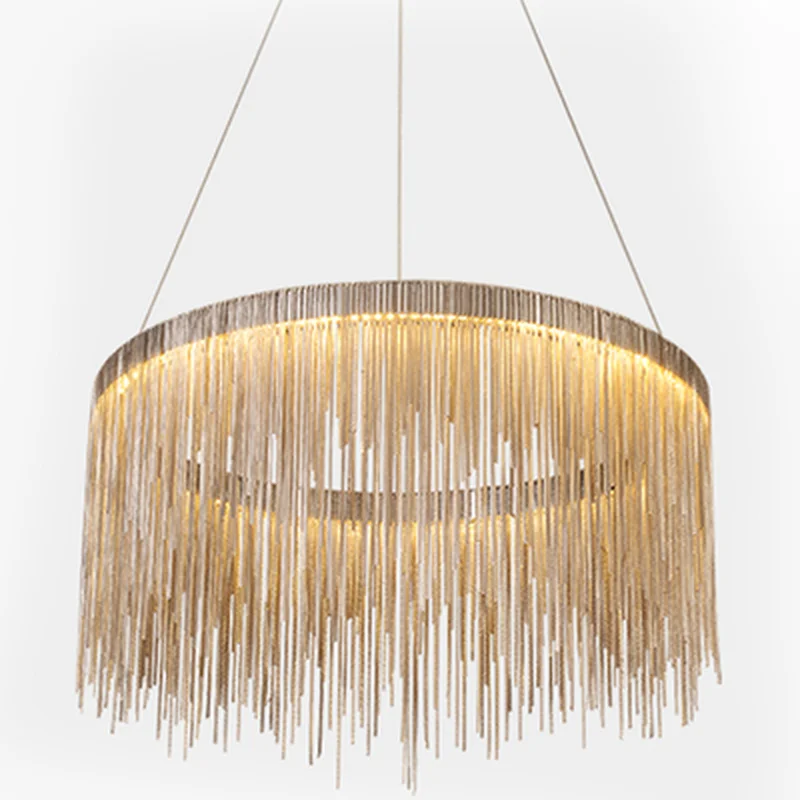 

Modern high-end villa art personality lamps simple atmosphere chain chandelier Nordic bedroom living room restaurant lights