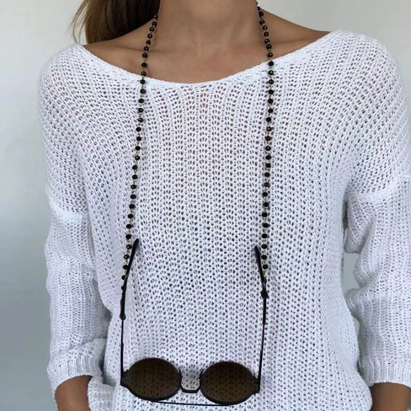 Женский винтажный держатель для очков ожерелье ручной работы с черными