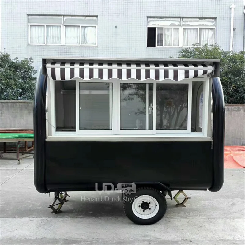 Mini Food Trailer Snow Cone Trailer Hot Dog Cart Gelato Ice Cream Waffle Small Mobile Food Truck Fully Equipped for Sale