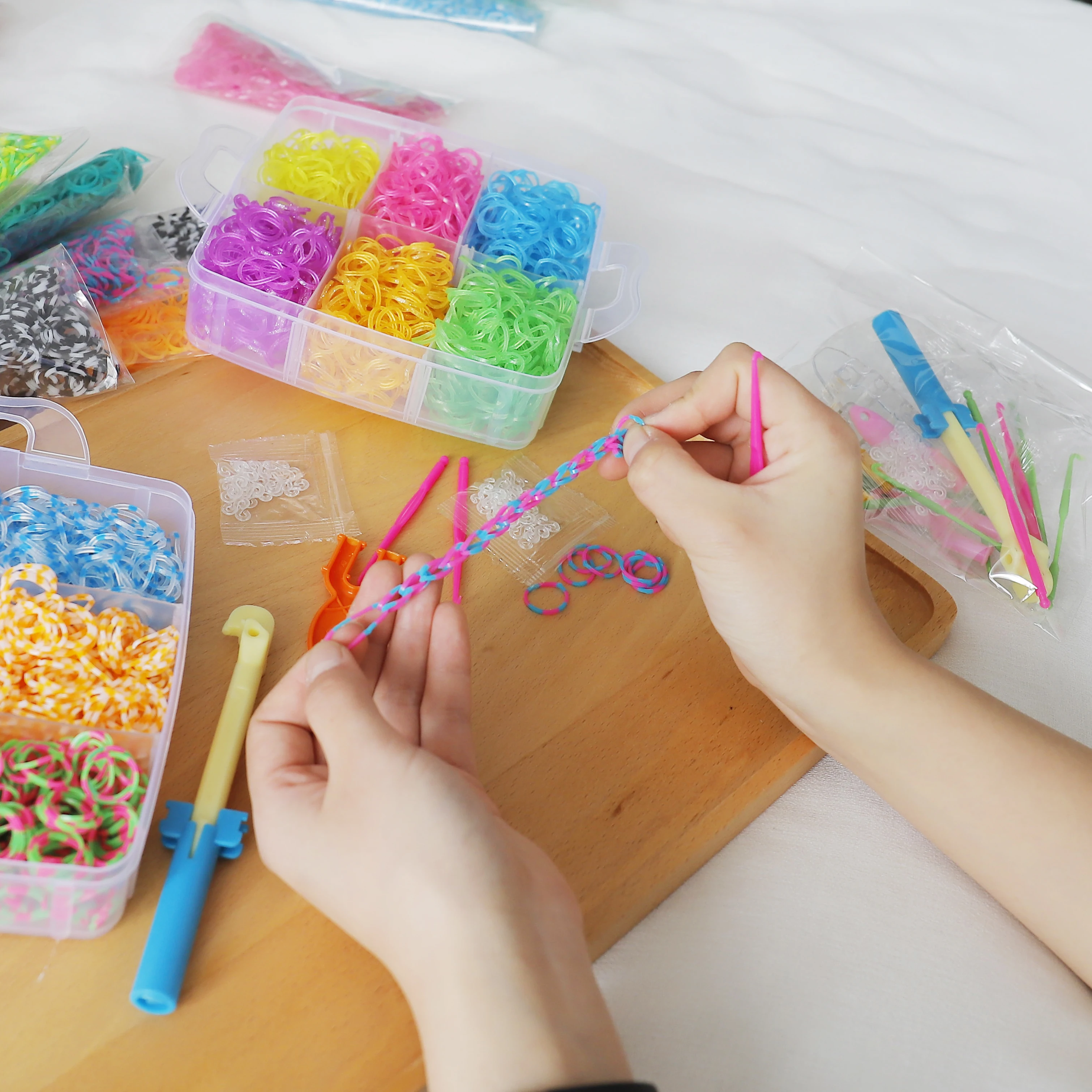 1800 шт. DIY игрушки резиновый ткацкий станок набор для детей DIY браслет силиконовые резиновые ленты эластичные радужные тканые ткацкие ленты игрушки детские товары