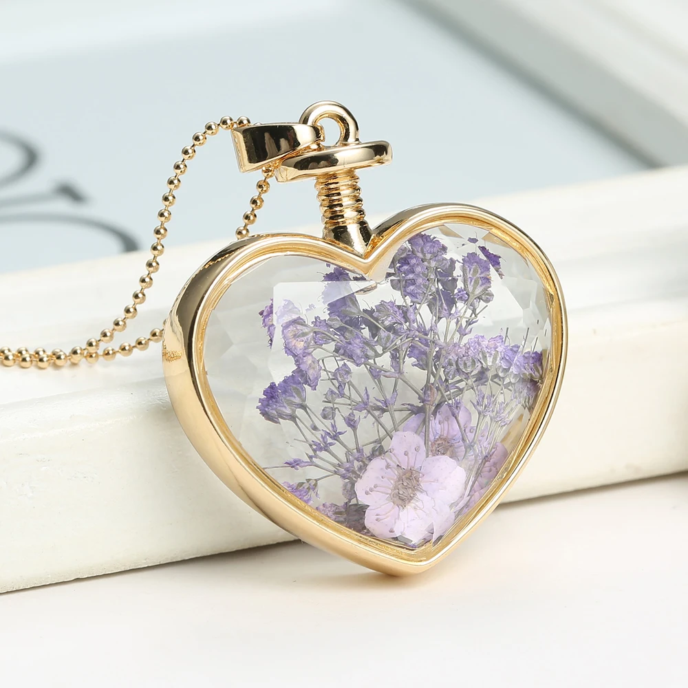 Вишневые ожерелья с цветами для женщин ювелирные изделия сердце стекло