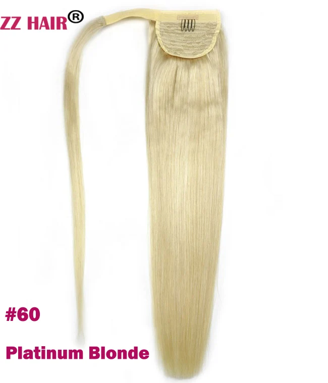 ZZHAIR 100 г 1"-28" машинное производство, волосы remy, волшебное обертывание вокруг конского хвоста, человеческие волосы для наращивания, конский хвост