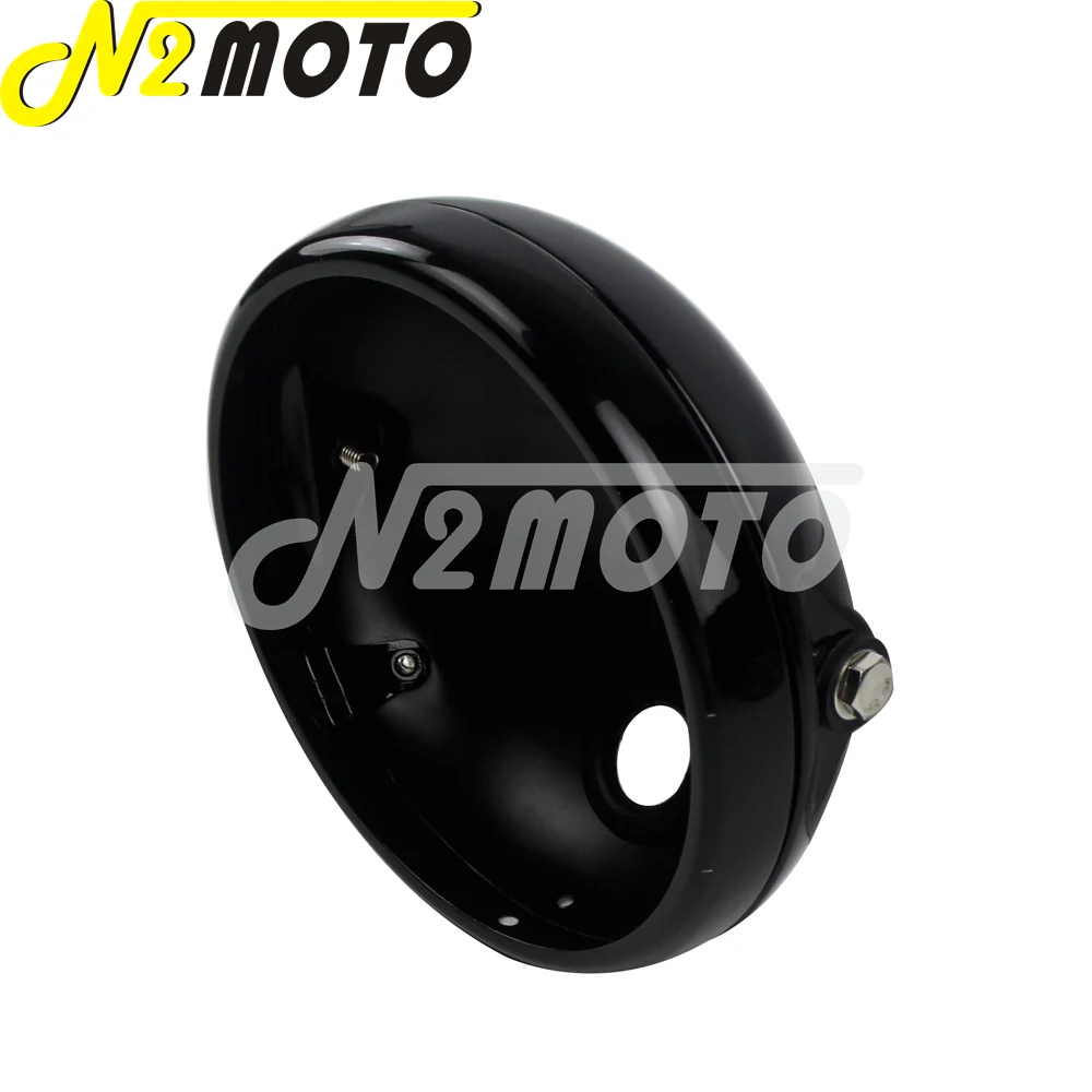 

Round Motorcycle 7" Black Headlight Housing LED Headlamp Shell For Harley Touring Cafe Racer Lighthouse Headlight Bulb Bucket