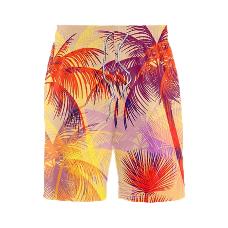 

Hawaiian Style Beach Casual Mens Sets Coconut Tree Print Short Sleeve Suit Man Summer T-Shirt and Shorts Set Can Separate Sell