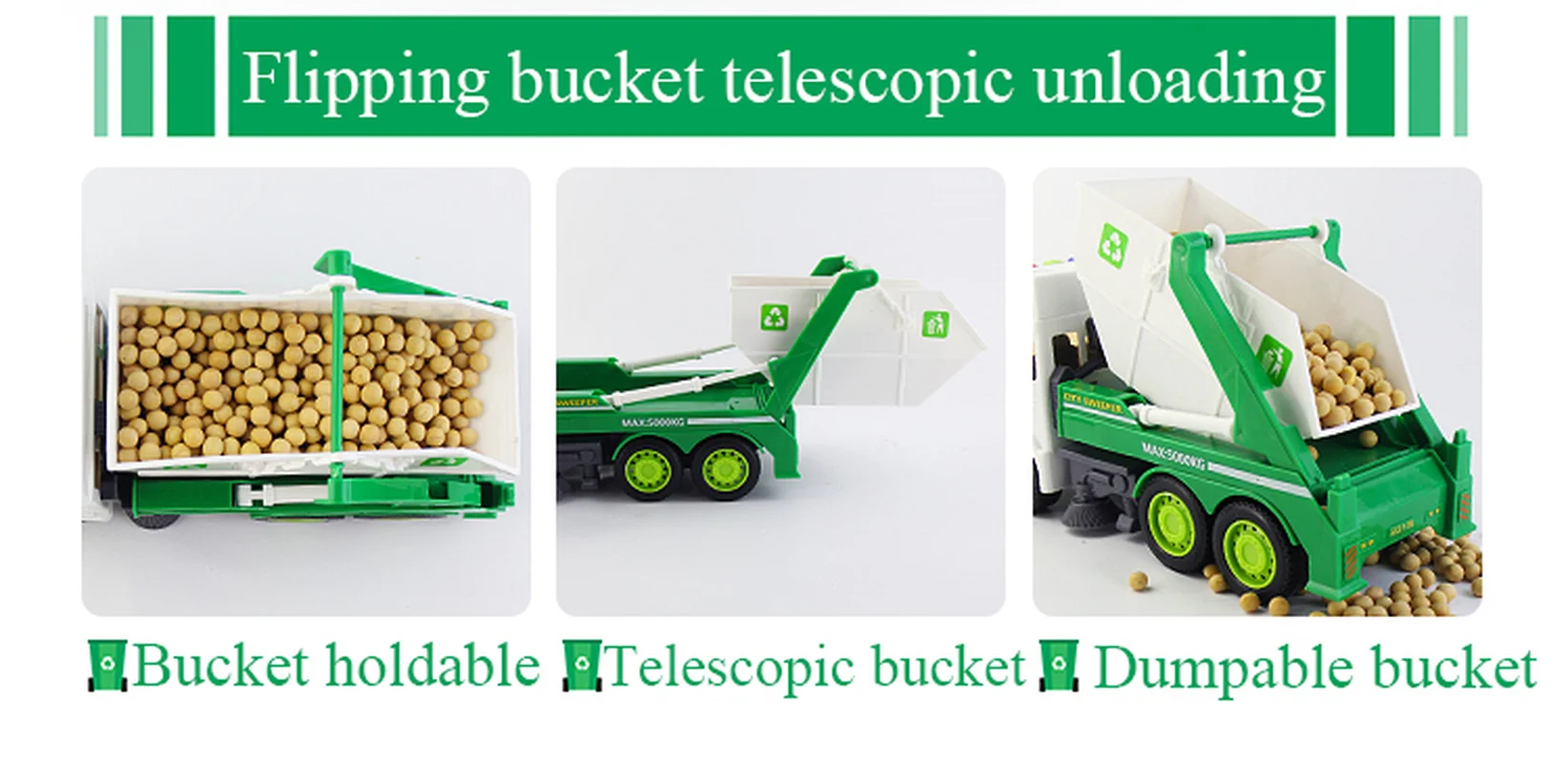 

1:14 Inertial Garbage Sanitation Engineering Vehicle Children Simulation Sound and Light Toy Garbage Truck Toy Model
