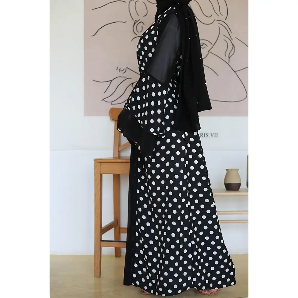 Кардиган с узором в горошек Abaya мусульманская Мода Дубаи исламский халат
