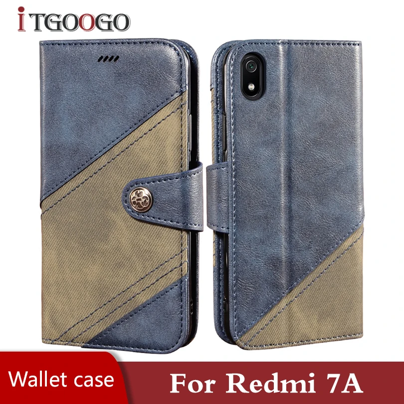 Кожаный чехол книжка для xiaomi redmi 7A задняя крышка противоударный Магнитный
