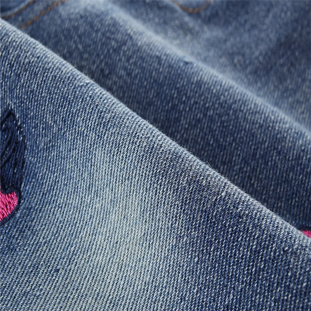 Джинсы для девочек с принтом вишни весенние детские джинсовые штаны со средней