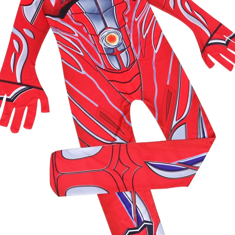 Halloween Children Power Costume Lycra Spandex Samurai Halloween Party Cosplay Red/Pink/Blue/Green/Yellow Ranger Suit for Boys