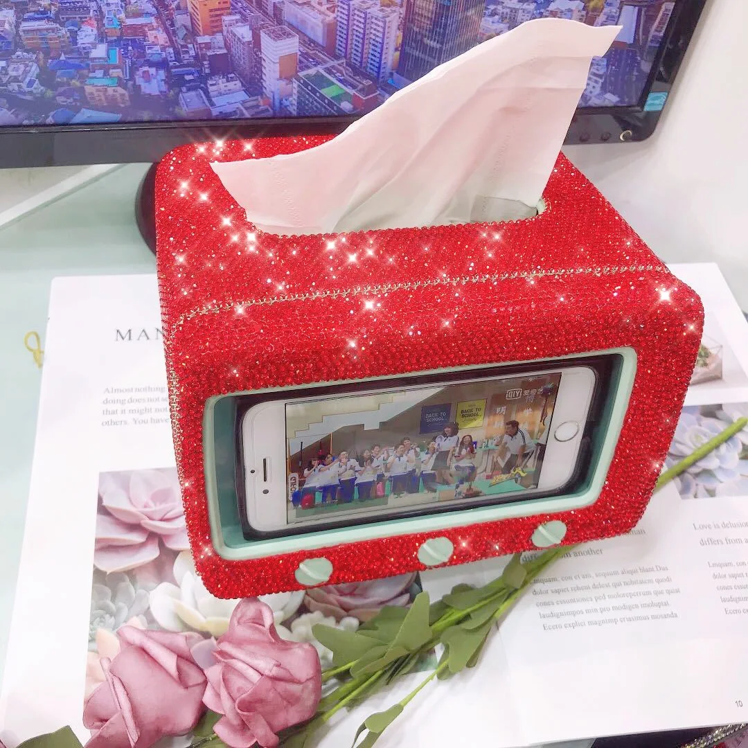 Держатель для салфеток инкрустированный бриллиантами телефона двойного