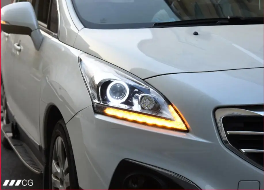 2013~ г. Автомобильный bupmer головной светильник для peugeot 3008 головной светильник автомобильные аксессуары светодиодный DRL HID xenon fog для peugeot 3008 налобный фонарь