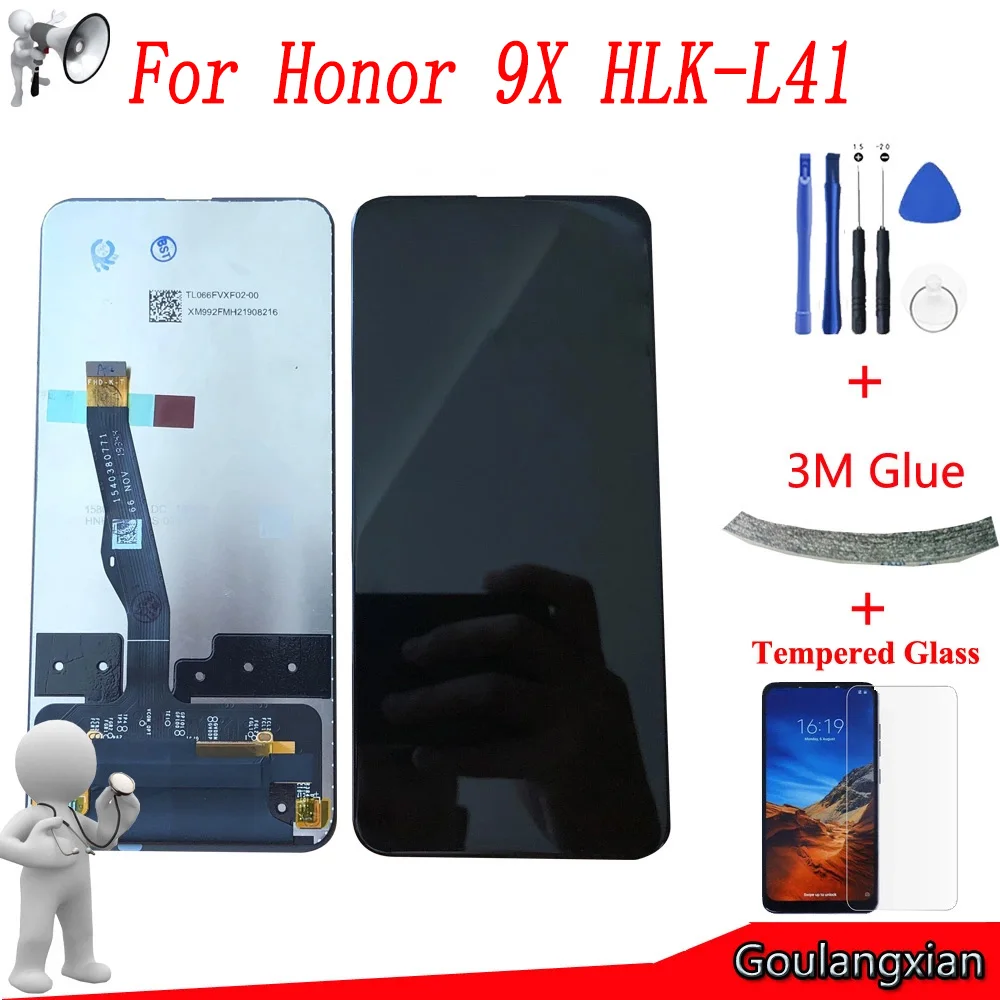 6,59 'AAA оригинальный с рамкой для Huawei Honor 9X HLK-L41 ЖК-дисплей сенсорный экран дигитайзер в сборе для Honor 9X HLK-LX1 LCD