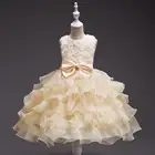 Платье с цветочным принтом для девочки, Кружевное Платье До Колена с бантом и оборками, платье принцессы с 3D цветами для девочки, свадебное вечернее Короткое бальное платье для вечеринки, 2020