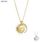 Женская цепочка с подвеской в виде цветка и Луны, из серебра 925 пробы