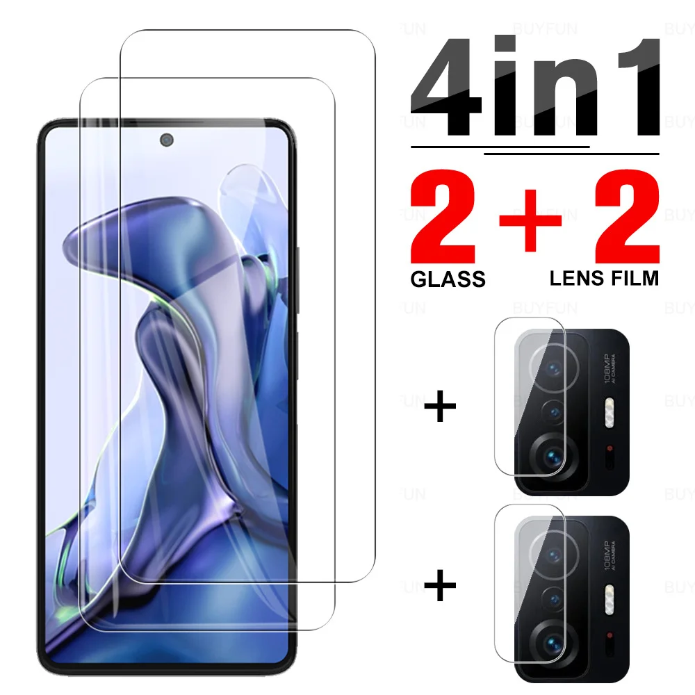 Чехол из закаленного стекла 4 в 1 для Xiaomi 11T Pro Защита экрана Xiamoi 11 Lite 5G NE Mi 11i