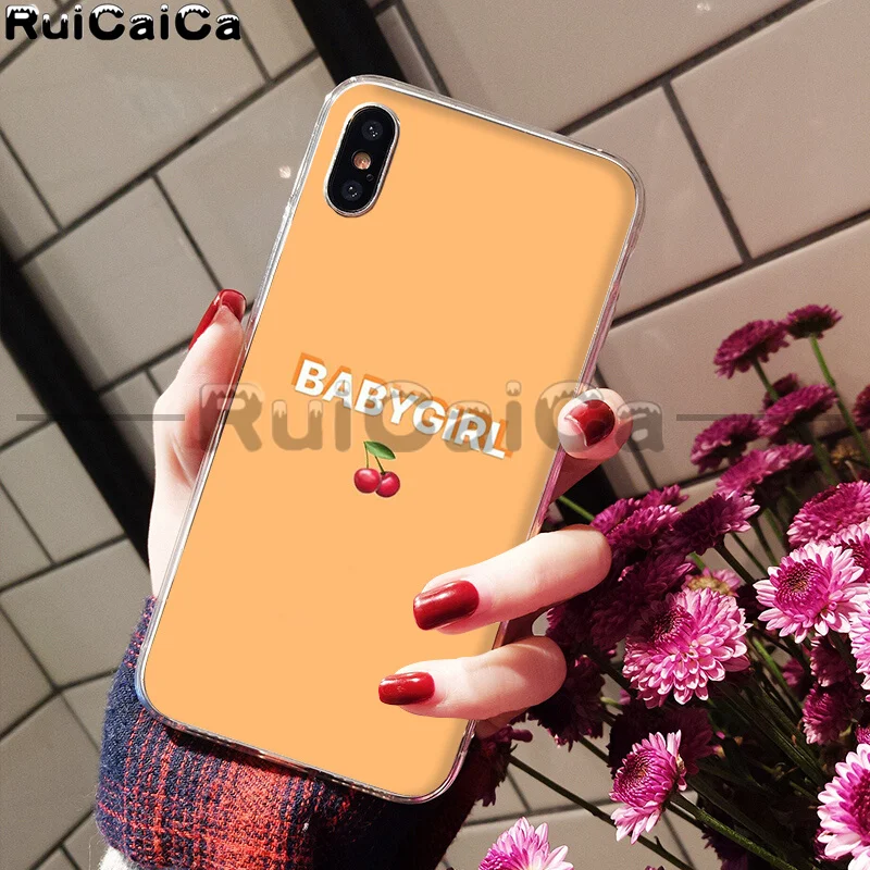 A10 RuiCaiCa Babe babygirl honey line Text art Smart Cover мягкий чехол для телефона Apple iPhone 8 7 6S Plus X XS MAX 5 5S SE XR - Цвет: A10