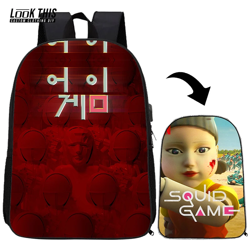 

Корейский детский рюкзак с 3d-рисунком игры кальмар, школьный ранец для детей дошкольного возраста, дорожная подарочная сумка