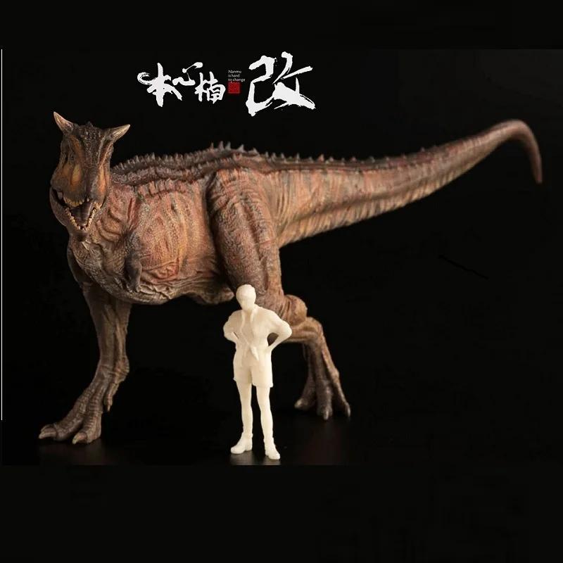 

Red Color 1:35 Nanmu Studio Ranger Carnotaurus Dinosaurus Animal Figure With Human Classic Toys For Boy Collection Movable Jaw