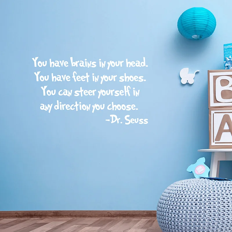 У вас в голове есть наклейки с цитатами доктор сеусс. Наклейки на стену Dr Suess