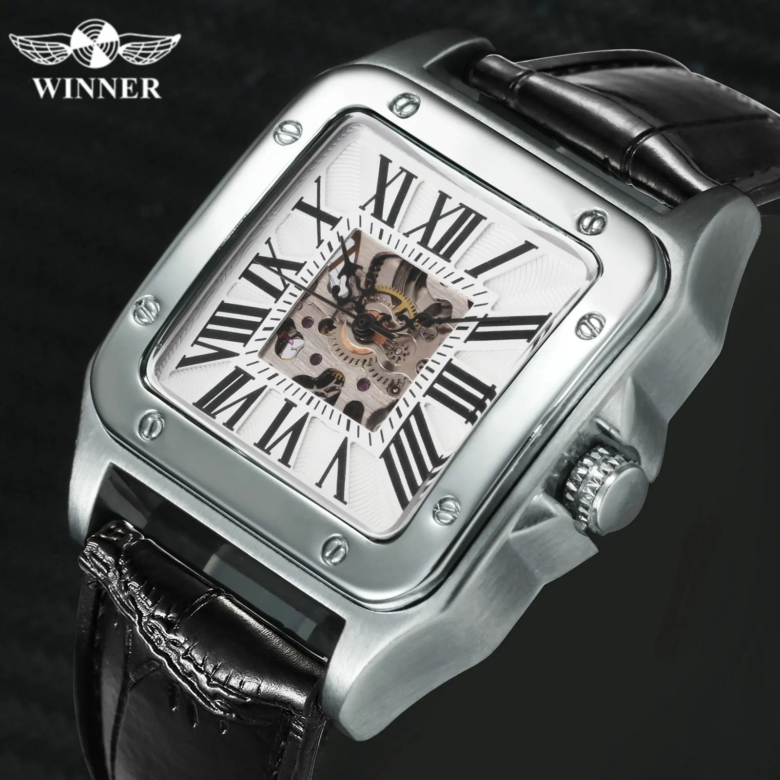 T WINNER мужские классические автоматические механические наручные часы кожаный